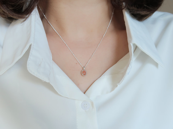 925純銀 澄月光石 細麻花邊 爪鑲 項鍊 (2種鍊型可選) 免費送禮包裝 第17張的照片