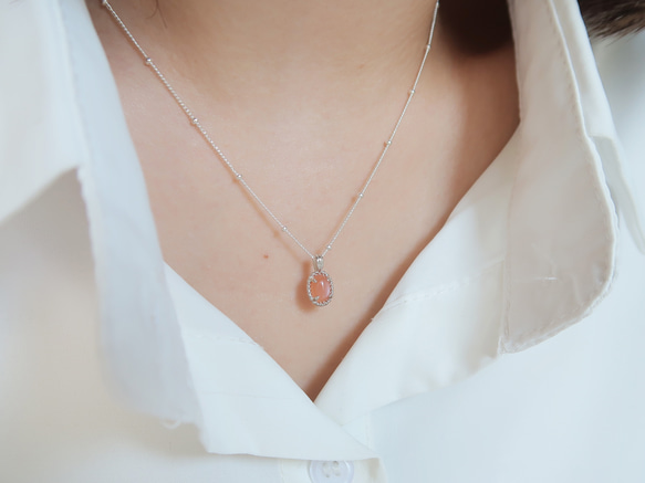 925純銀 澄月光石 細麻花邊 爪鑲 項鍊 (2種鍊型可選) 免費送禮包裝 第16張的照片