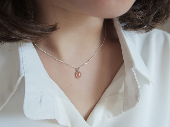 925純銀 澄月光石 細麻花邊 爪鑲 項鍊 (2種鍊型可選) 免費送禮包裝 第12張的照片