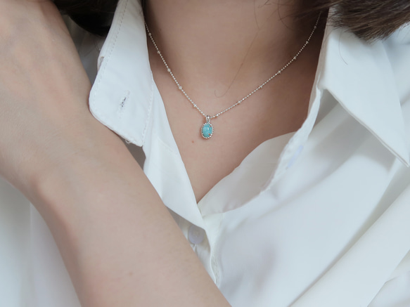 925純銀 拉利瑪 細麻花邊 爪鑲 項鍊 (2種鍊型可選) 免費送禮包裝 第10張的照片