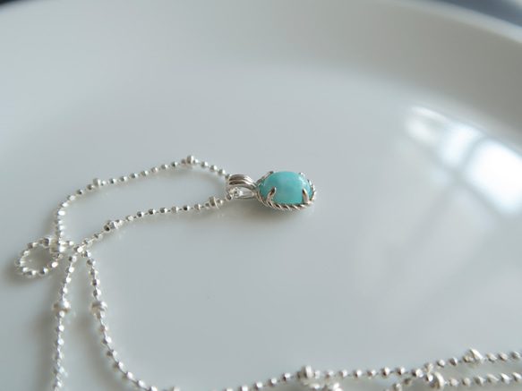 925純銀 拉利瑪 細麻花邊 爪鑲 項鍊 (2種鍊型可選) 免費送禮包裝 第3張的照片