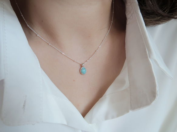 925純銀 拉利瑪 細麻花邊 爪鑲 項鍊 (2種鍊型可選) 免費送禮包裝 第16張的照片