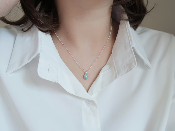 925純銀 拉利瑪 細麻花邊 爪鑲 項鍊 (2種鍊型可選) 免費送禮包裝 第14張的照片