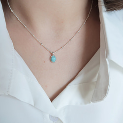 925純銀 拉利瑪 細麻花邊 爪鑲 項鍊 (2種鍊型可選) 免費送禮包裝 第7張的照片