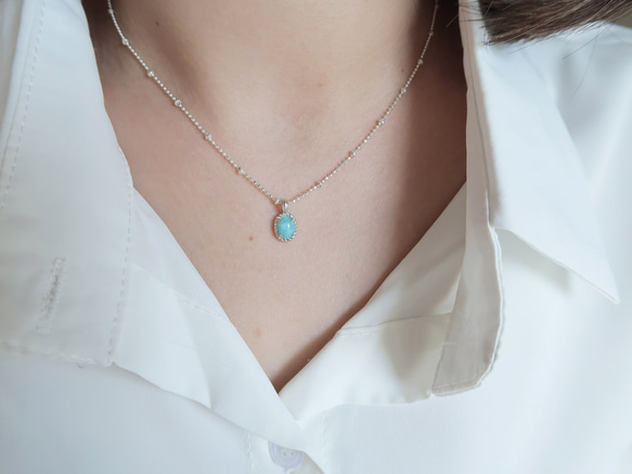 925純銀 拉利瑪 細麻花邊 爪鑲 項鍊 (2種鍊型可選) 免費送禮包裝 第7張的照片