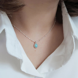 925純銀 拉利瑪 細麻花邊 爪鑲 項鍊 (2種鍊型可選) 免費送禮包裝 第9張的照片