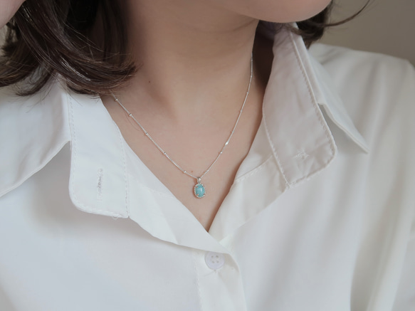 925純銀 拉利瑪 細麻花邊 爪鑲 項鍊 (2種鍊型可選) 免費送禮包裝 第15張的照片