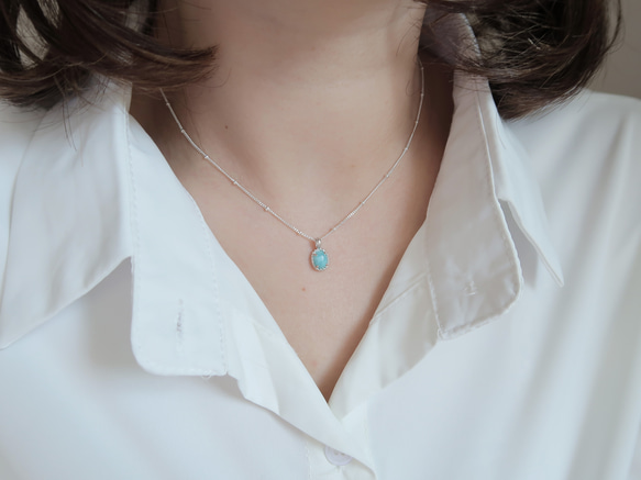 925純銀 拉利瑪 細麻花邊 爪鑲 項鍊 (2種鍊型可選) 免費送禮包裝 第17張的照片