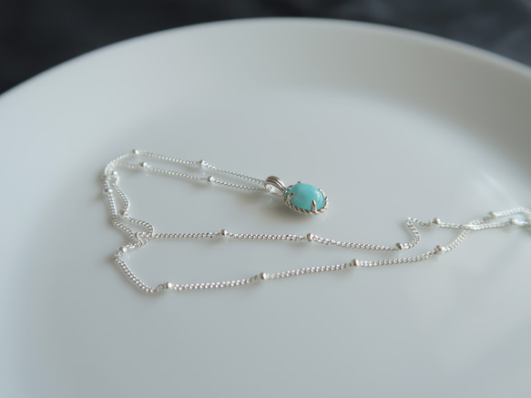 925純銀 拉利瑪 細麻花邊 爪鑲 項鍊 (2種鍊型可選) 免費送禮包裝 第12張的照片