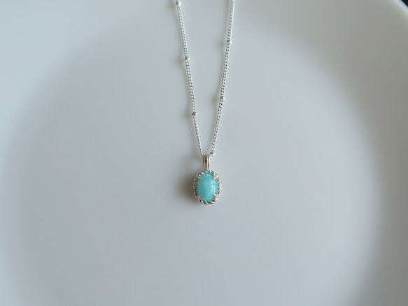 925純銀 拉利瑪 細麻花邊 爪鑲 項鍊 (2種鍊型可選) 免費送禮包裝 第11張的照片