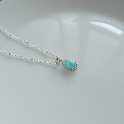 925純銀 拉利瑪 細麻花邊 爪鑲 項鍊 (2種鍊型可選) 免費送禮包裝 第2張的照片