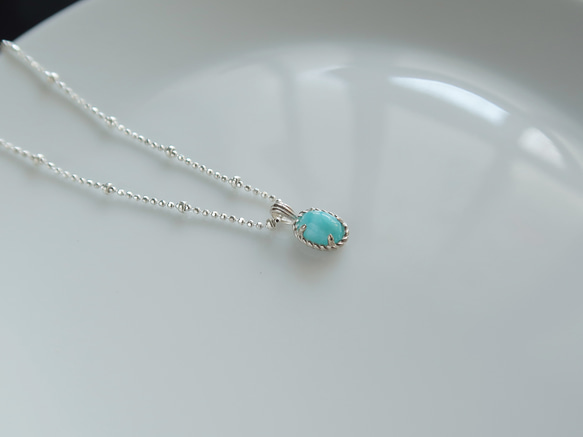 925純銀 拉利瑪 細麻花邊 爪鑲 項鍊 (2種鍊型可選) 免費送禮包裝 第2張的照片