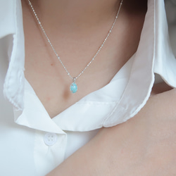 925純銀 拉利瑪 細麻花邊 爪鑲 項鍊 (2種鍊型可選) 免費送禮包裝 第8張的照片