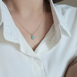 925純銀 拉利瑪 細麻花邊 爪鑲 項鍊 (2種鍊型可選) 免費送禮包裝 第6張的照片