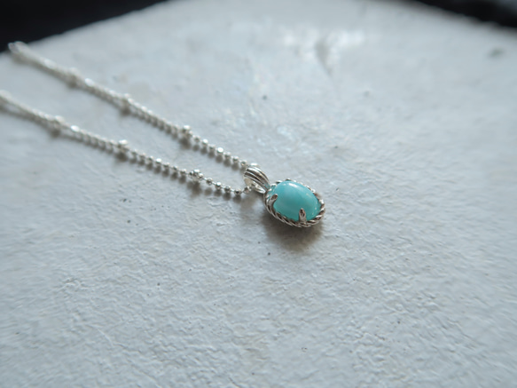 925純銀 拉利瑪 細麻花邊 爪鑲 項鍊 (2種鍊型可選) 免費送禮包裝 第5張的照片