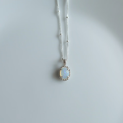 925純銀 蛋白石 細麻花邊 爪鑲 項鍊 (2種鍊型可選) 免費送禮包裝 第11張的照片