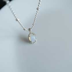 925純銀 蛋白石 細麻花邊 爪鑲 項鍊 (2種鍊型可選) 免費送禮包裝 第4張的照片