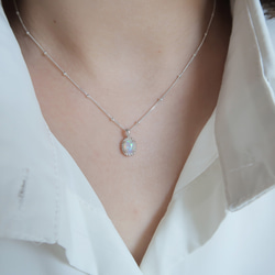 925純銀 蛋白石 細麻花邊 爪鑲 項鍊 (2種鍊型可選) 免費送禮包裝 第17張的照片