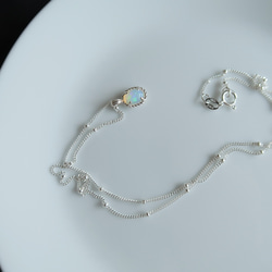 925純銀 蛋白石 細麻花邊 爪鑲 項鍊 (2種鍊型可選) 免費送禮包裝 第12張的照片