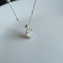 925純銀 蛋白石 細麻花邊 爪鑲 項鍊 (2種鍊型可選) 免費送禮包裝 第2張的照片