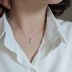 925純銀 蛋白石 細麻花邊 爪鑲 項鍊 (2種鍊型可選) 免費送禮包裝 第9張的照片