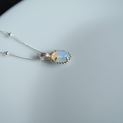 925純銀 蛋白石 細麻花邊 爪鑲 項鍊 (2種鍊型可選) 免費送禮包裝 第10張的照片