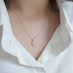 925純銀 蛋白石 細麻花邊 爪鑲 項鍊 (2種鍊型可選) 免費送禮包裝 第15張的照片