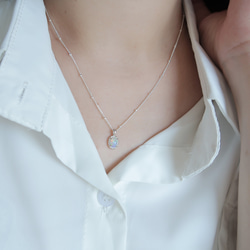 925純銀 蛋白石 細麻花邊 爪鑲 項鍊 (2種鍊型可選) 免費送禮包裝 第14張的照片