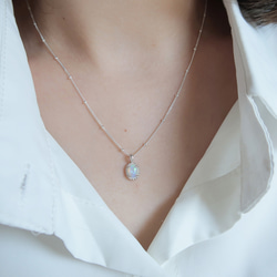 925純銀 蛋白石 細麻花邊 爪鑲 項鍊 (2種鍊型可選) 免費送禮包裝 第16張的照片