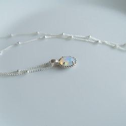 925純銀 蛋白石 細麻花邊 爪鑲 項鍊 (2種鍊型可選) 免費送禮包裝 第13張的照片