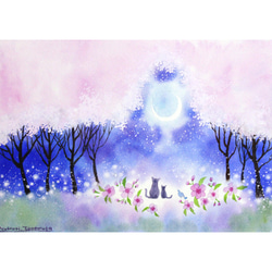 原画】庭園の風景（水彩画/額無し）☆送料無料 風景画 新緑 絵画