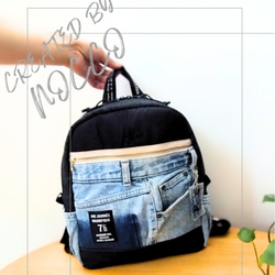 No.395【DENIM✖️knit柄ToteBAG❤️】デニムリメイク トートバッグ