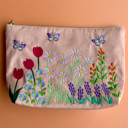 再販 青い花刺繍とビーズのトートバッグ トートバッグ AZmama 通販