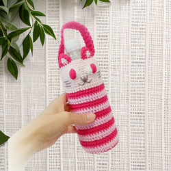 受注制作】ねこちゃん手編みボトルカバー♡ペットボトル500mlサイズ