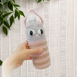 受注制作】パンダちゃん手編みボトルカバー♡ペットボトル500mlサイズ