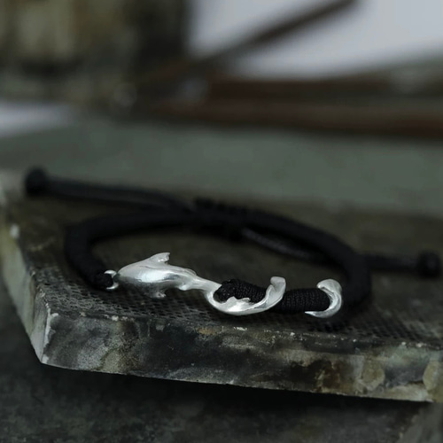 深海 魚モチーフ ブレスレット 足銀999 ハンドメイド シルバー 刻印可