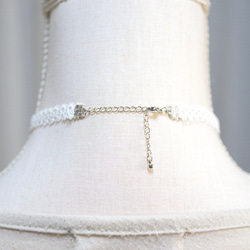 【訂製款】樹脂圓形圖案、梭編蕾絲和緞帶項鍊（紫色雲朵①）20毫米 第6張的照片