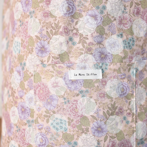 春色オックス「Lacquer Dot&Flowers」ピンク バッククロス エプロン