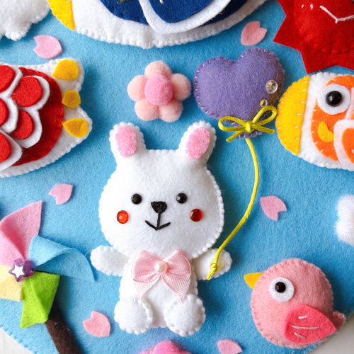 こいのぼりのフェルトリース＊玄関飾り＊季節の壁飾り 約20cm リース