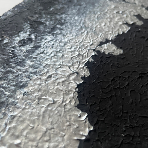 銀×黒 テクスチャーアート｜現代アート　抽象画　絵画　モダン　インテリア　001 重厚感 銀と黒のモダンテクスチャーアート 15cm｜抽象画 インテリア