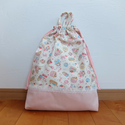 体操服入れ・お着替え袋＊シマエナガ＊ピンク 体操服袋・お着替え袋 Le
