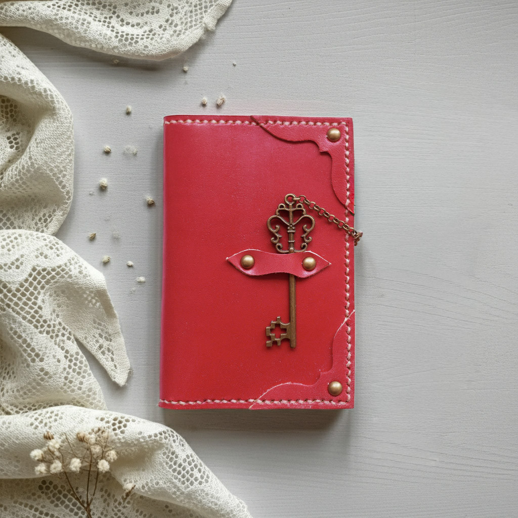 鍵チャーム留め本革パスケース＆カードケース