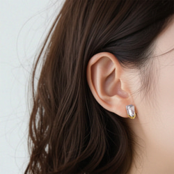 みずみずしい照り　金箔とピンクバロックパールのピアス　ユニーク形状のパール　アレルギーフリー 6枚目の画像