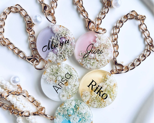 名入れ キーホルダー バックチャーム 本物のお花 ドライフラワー お
