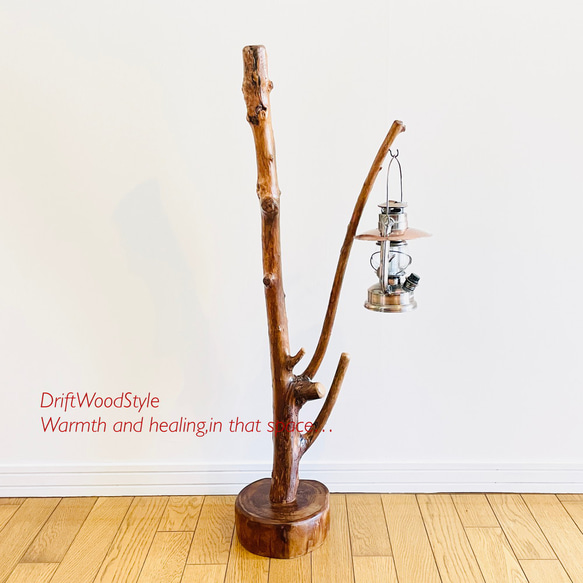 枝が斜めに伸びる流木スタンド ランタンやエアプラントを飾れる置物 N118 3枚目の画像