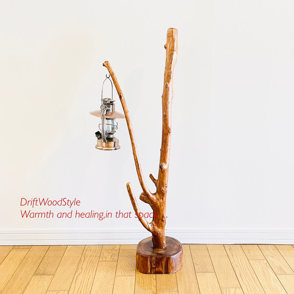 枝が斜めに伸びる流木スタンド ランタンやエアプラントを飾れる置物 N118 12枚目の画像