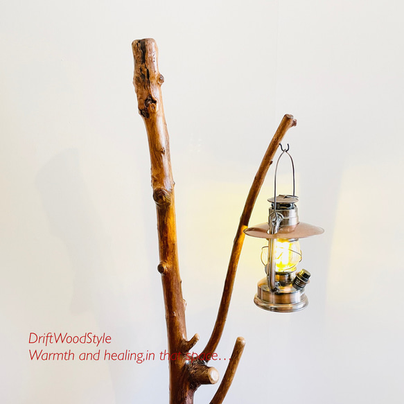 枝が斜めに伸びる流木スタンド ランタンやエアプラントを飾れる置物 N118 5枚目の画像