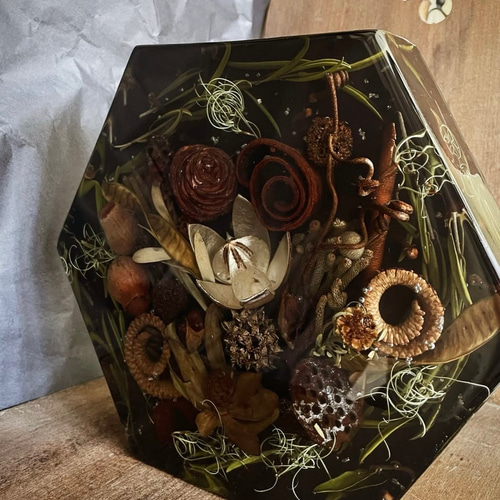 resin art objet レジン アート プレート パネル ネイティブフラワー