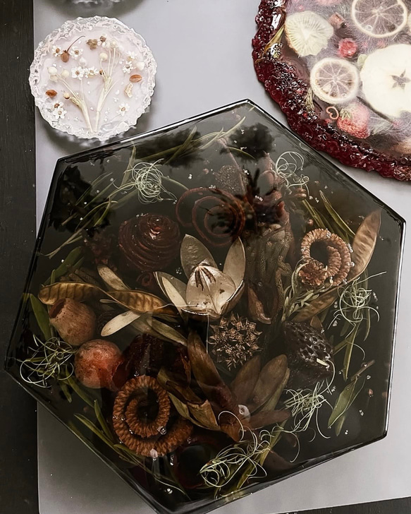 resin art objet レジン アート プレート パネル ネイティブフラワー