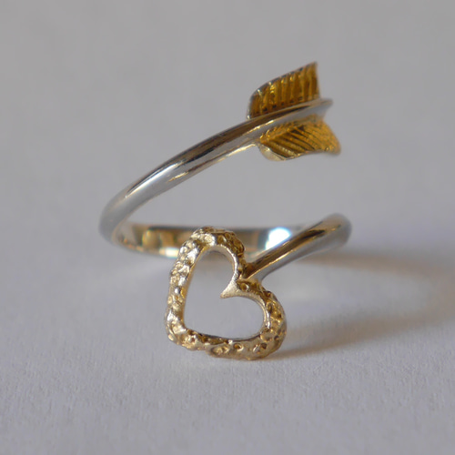 Love arrow ring（sv*K18GP）ハートの矢☆リング 指輪・リング Argent